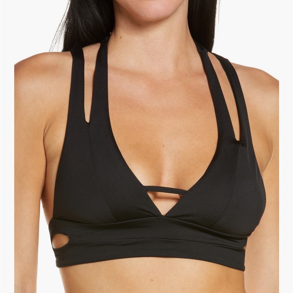 Black Split Strap Bikini Top - image 1